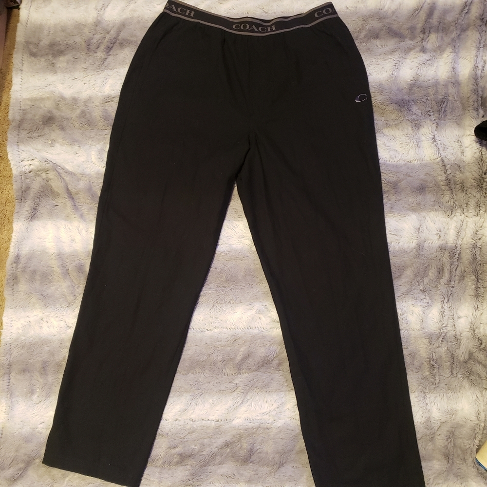 Coach Women’s Black Casual Lounge Pants w/ Silver “C” Logo Large NWOT